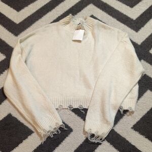 🆕Forever 21 Cream Distressed Turtleneck Sweater Plus Sz 1X NWT